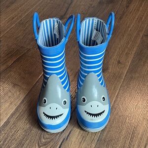 Kids Blue Shark Rain Boots